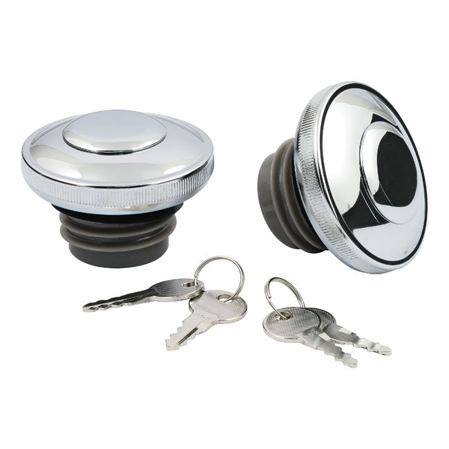 Gas Cap Set With Lock Chrome For 96-99 H-D