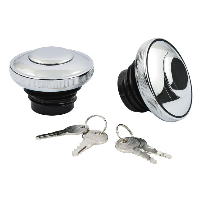 Gas Cap Set With Lock Chrome For 83-95 H-D Excl. FLT