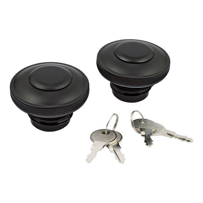 Gas Cap Set With Lock Black For 83-95 H-D Excl. FLT