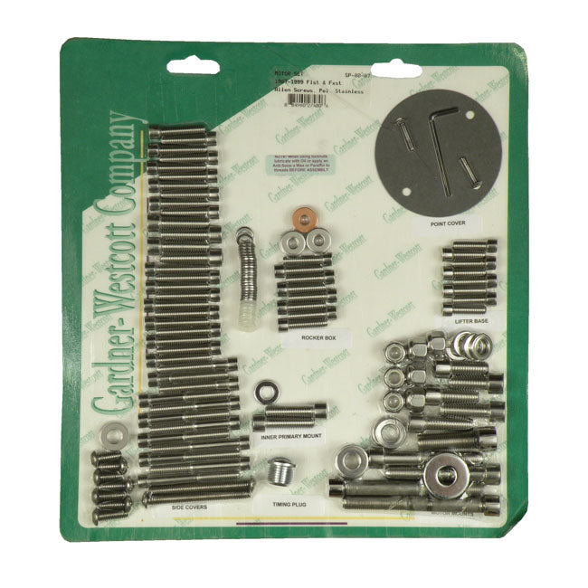 Allen Motor Screw Set Polished Stainless Steel For 87-99 Softail NU