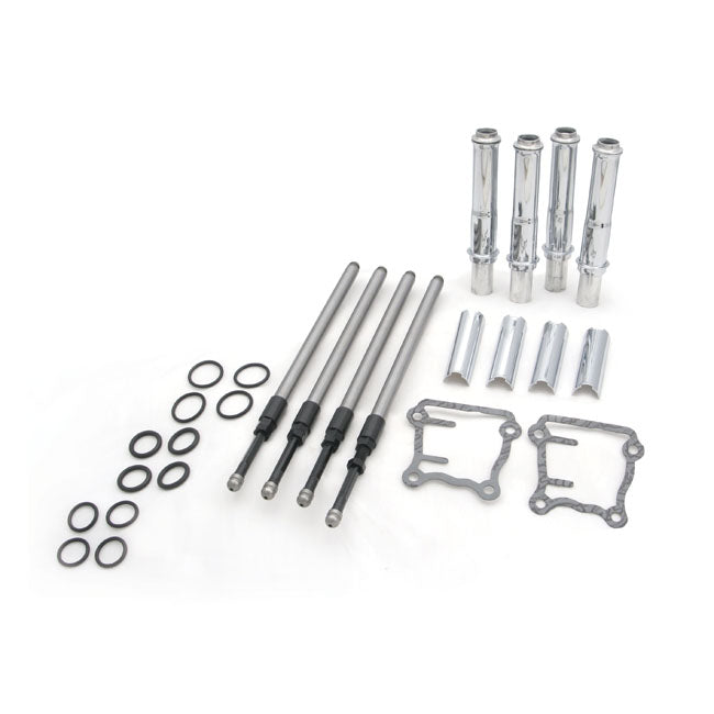 Twin Cam Quickee Pushrod & Cover Kit Chrome