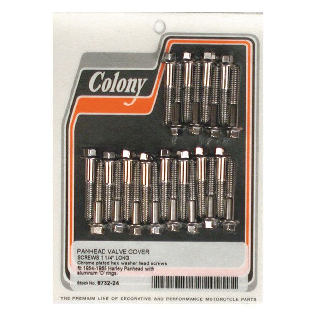 Panhead Rocker Long Cover Screw Kit Chrome Hex