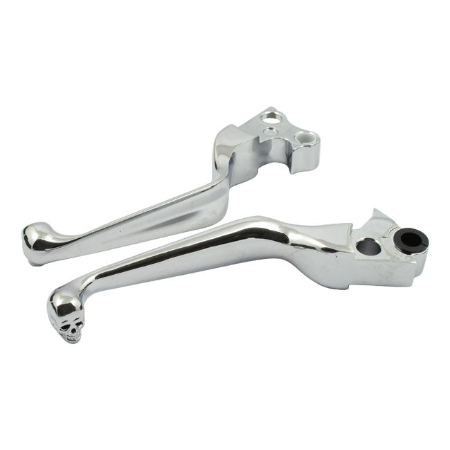 Skull Handlebar Lever Set Chrome