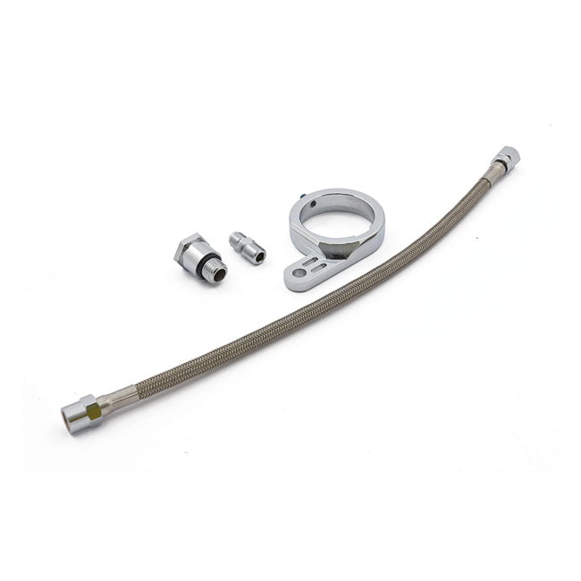 Braided Oil Line & Bracket Kit Chrome