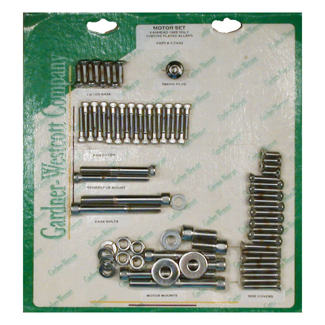 Allen Motor Screw Set For 1965 Panhead NU With Steel D-Rings, Short Bolts