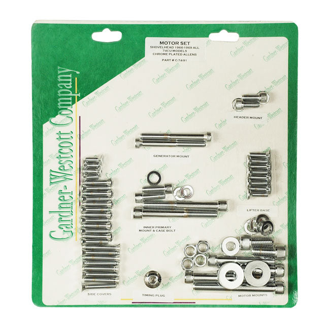 Allen Motor Screw Sets Chrome For 66-69 FL NU