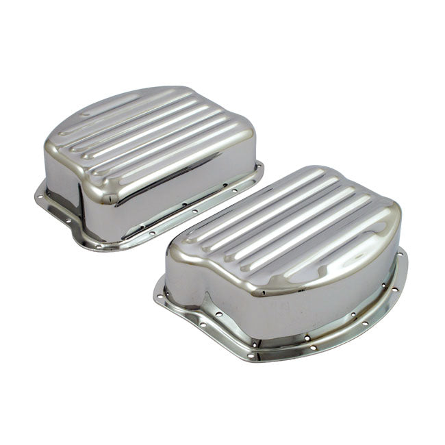 Rocker Covers Ribbed Style Steel Chrome For 48-65 Panhead NU