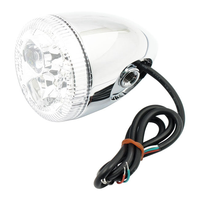 3-1 LED Bullet Taillight / Turn Signal Clear Lens / Chrome Without Stud