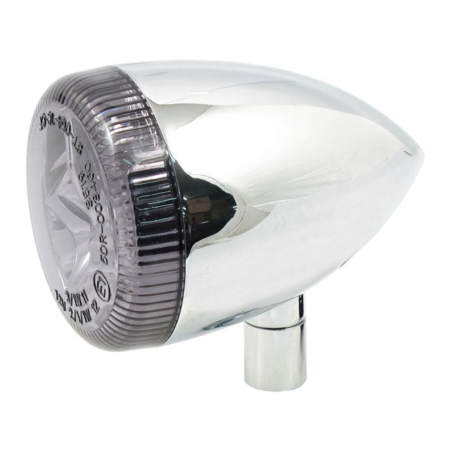 3-1 LED Bullet Taillight / Turn Signal Smoke Lens / Chrome - Universal