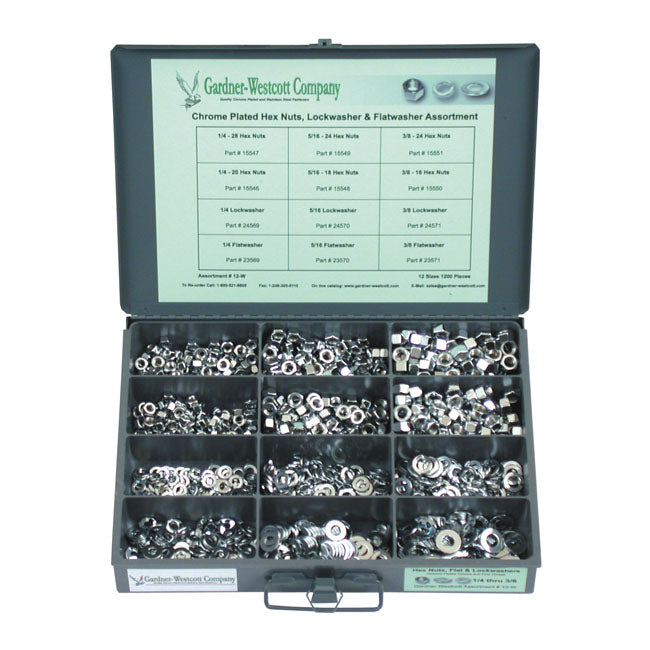 Hex Nut And Washer Assortment Tray Chrome