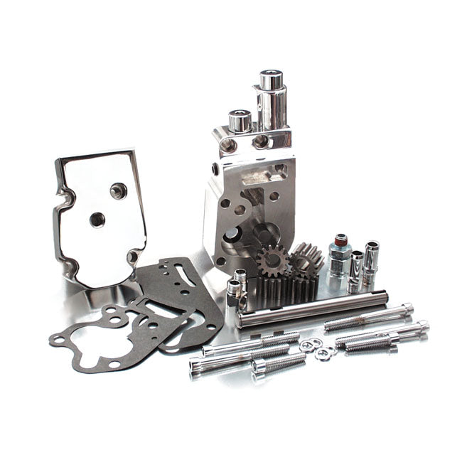 Flow Pro 1 Billet Oil Pump Kit Polished With Top Feed For 73-91 B.T. NU