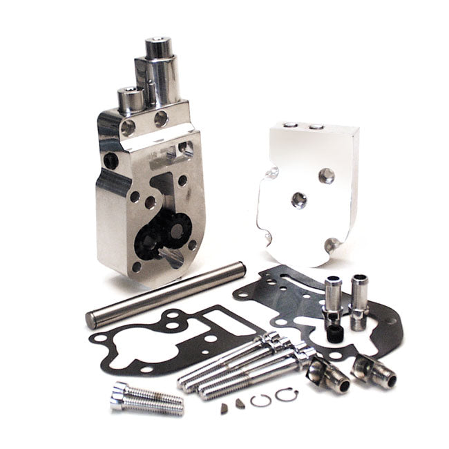 Flow Pro 1 Billet Oil Pump Kit Polished With Top Feed For 92-99 Evo Big Twin NU