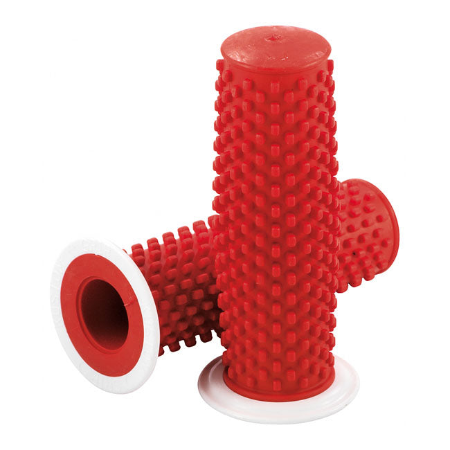 Rubber Grips Red With White Flange For 74-21 H-D Exclusive Street With 1" Handlebars