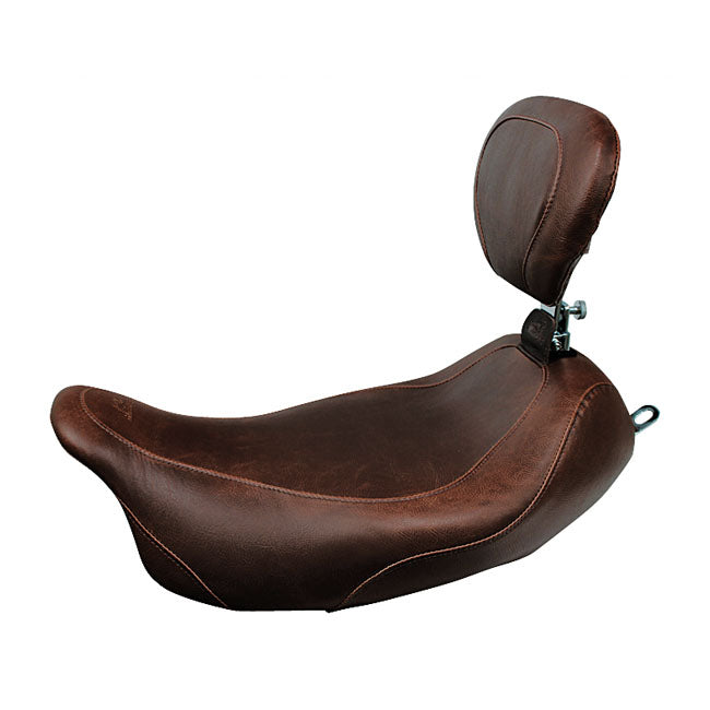 Wide Tripper Solo Seat With Rider Backrest Brown For 08-21 Touring