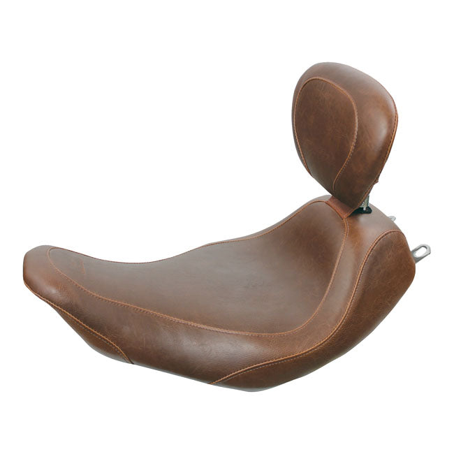 Wide Tripper Solo Seat With Rider Backrest Brown For 97-07 FLHR