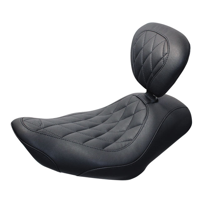 Wide Tripper Solo Seat Diamond With Rider Backrest Black For 04-21 XL (Excl. 07-09 XL)