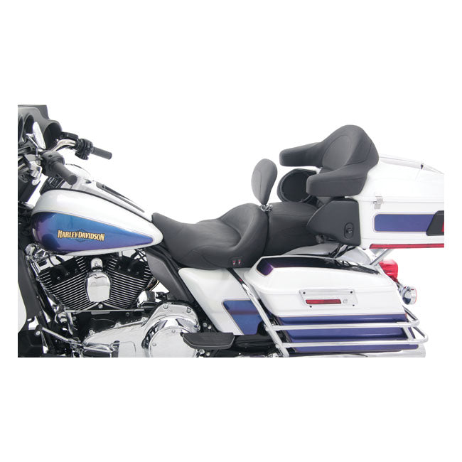 Super Touring Seat With Rider Backrest Heated Black For 08-21 Touring