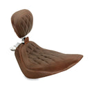 Wide Tripper Solo Seat With Rider Backrest Brown Diamond For 00-05 FLSTS Heritage Springer