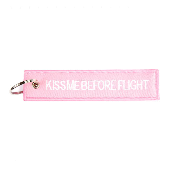 Kiss Me Before Flight Keychain Pink