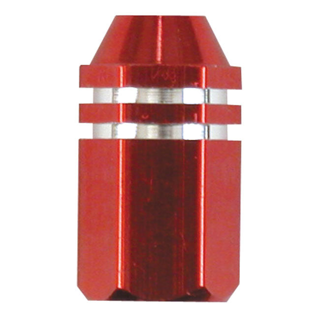 Valve Stem Caps Red Alloy Two Tone Hex Straight