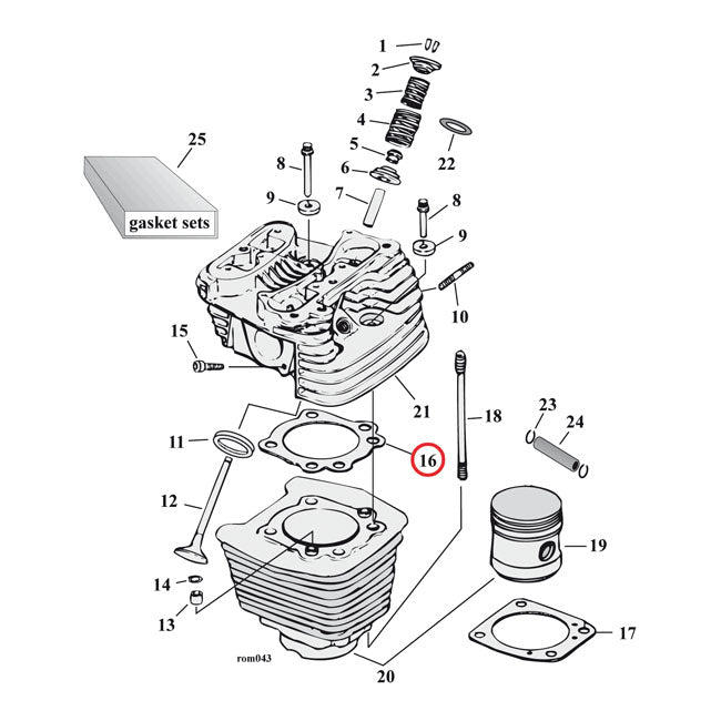 Cylinder Head 3.5 Inch Bore .040 Inch MLS Gasket Set For 84-99 NU B.T. Excl. Twin Cam