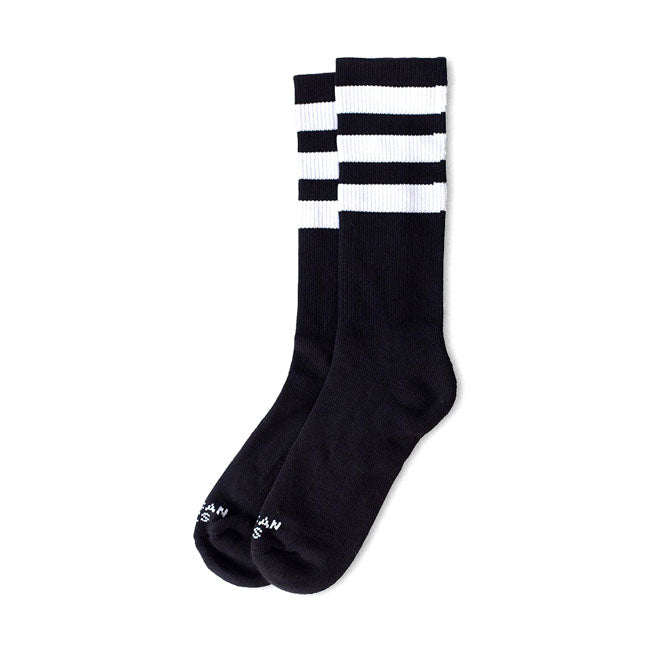 Mid High Back In Black II Socks Triple White Strip