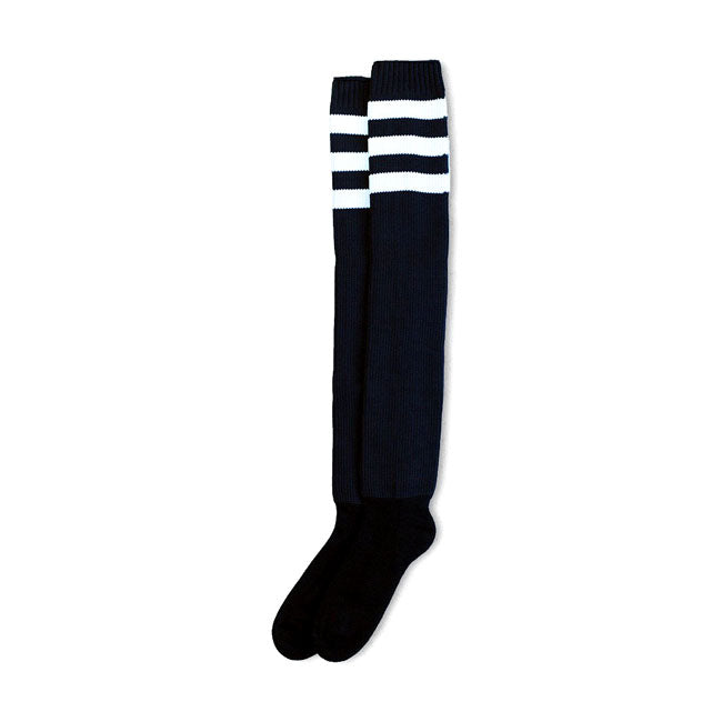 Ultra High Back In Black Socks Triple White Stripe