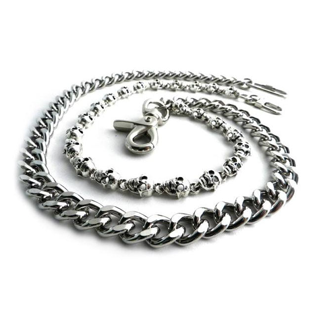 Pewter Skull & Cut Leash Double Wallet Chain