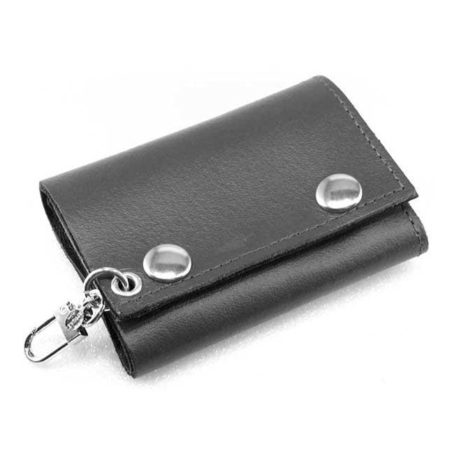 Black Leather Full Graintrifold Wallet