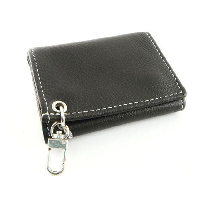 Black Piped Soft Leather Trifold Wallet