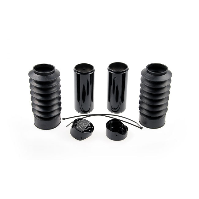 6 Pieces Fork Tube Cover Kit Gloss Black Logo For 18-21 Softail FXBR/S Breakout