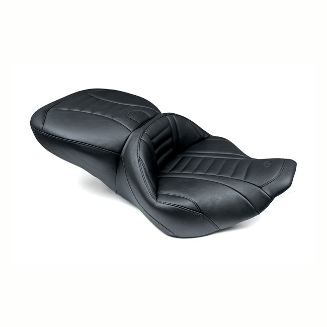 Deluxe Super Touring Seat Black For 97-07 FLHR