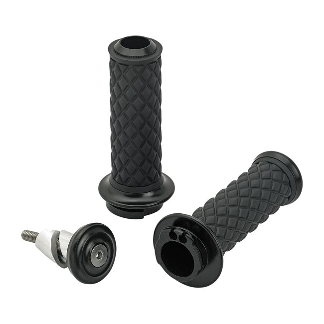 Alumicore Grips Black Fits 74-21 H-D With Single Or Dual Throttle Cables