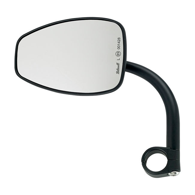 Utility Teardrop Mirror Black ECE Approved With 1 Inch I.D. Clamp On Mount