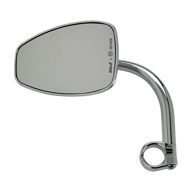 Utility Teardrop Mirror Chrome ECE Approved With 1 Inch I.D. Clamp On Mount