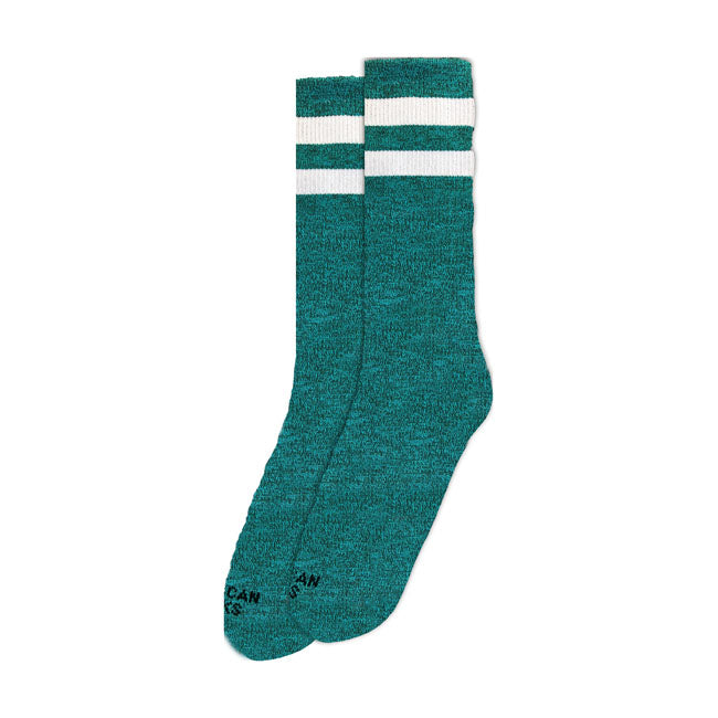 Mid High Turquoise Noise Socks Double Striped