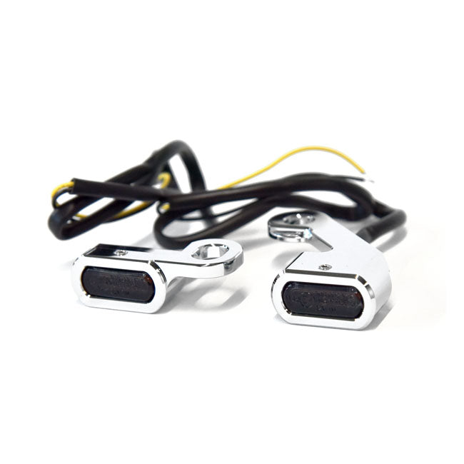 Fastline Below Bar LED Turn Signal Set Chrome / Smoke Lens For Mechanical Clutch: 09-16 Touring