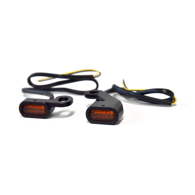 Fastline Below Bar LED Turn Signal Set Black / Amber Lens For Mechanical Clutch: 09-16 Touring