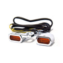 Fastline Below Bar LED Turn Signal Set Chrome / Amber Lens For 00-14 Softail