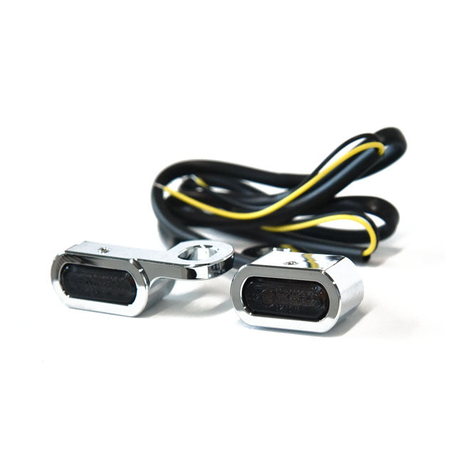 Fastline Below Bar LED Turn Signal Set Chrome / Smoke Lens For 14-21 XL