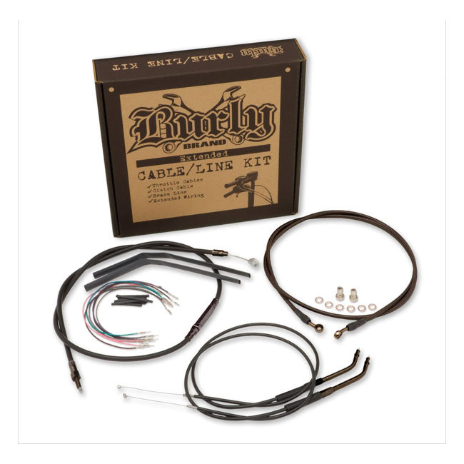 T-Bar Cable / Line Kit 12 Inch Black For 12-17 Dyna FXDB Street Bob