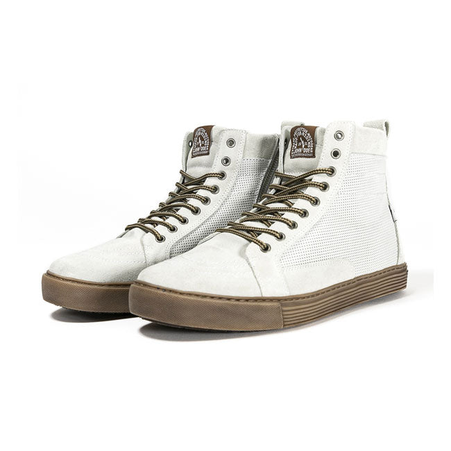 Motorcycle Sneakers Neo White / Brown CE Approved
