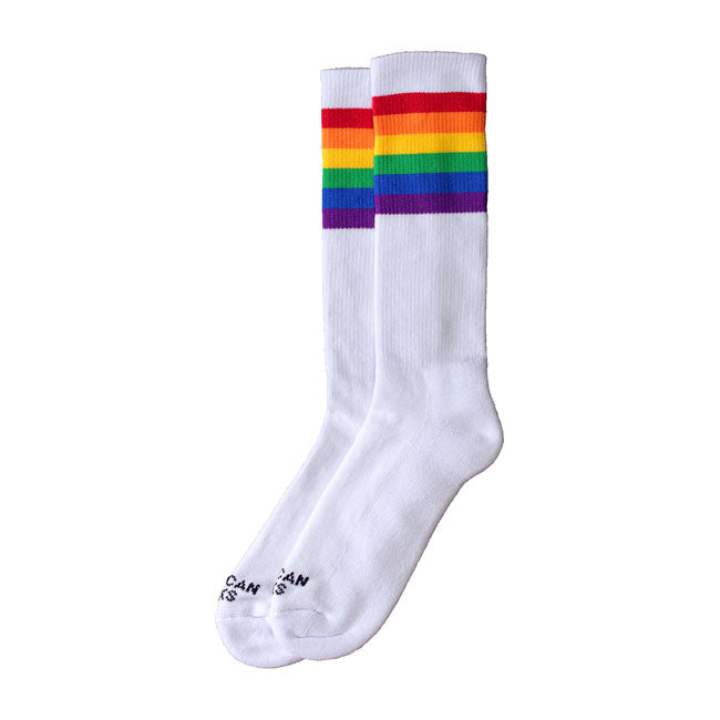 Mid High Rainbow Pride Socks Rainbow Striped