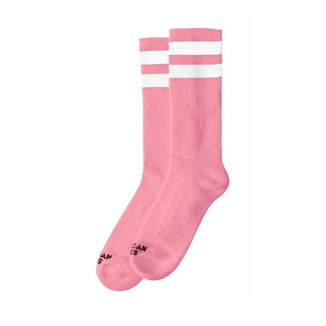 Mid High Bubblegum Socks Double White Striped
