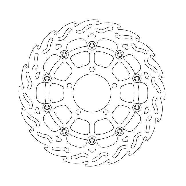 Flame Series Floating Brake Rotor TUV Approved For Front Left: Kawasaki: 08-22 GTR 1400 Concours ABS