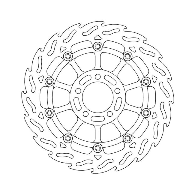 Flame Series Floating Brake Rotor TUV Approved For Front Left: Kawasaki: 95-98 GPZ 1100 Non-ABS