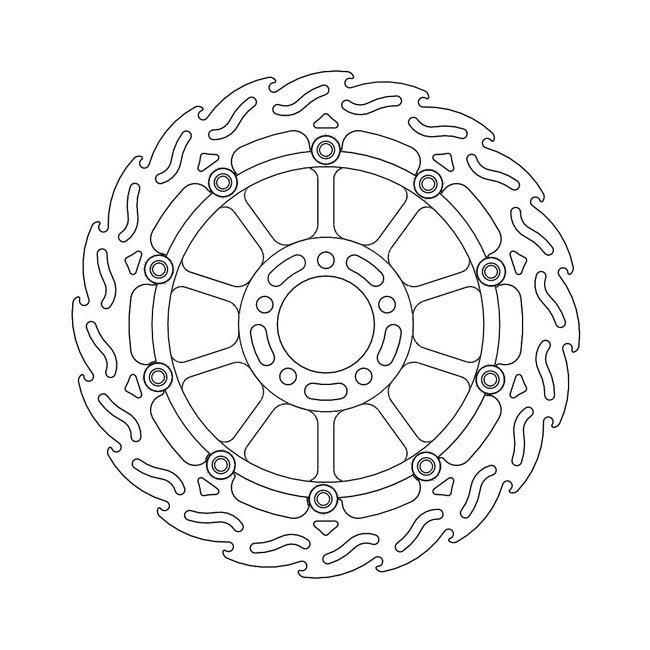 Flame Series Floating Brake Rotor TUV Approved For Front Left: Kawasaki: 02-04 Vulcan 1500 Mean Streak