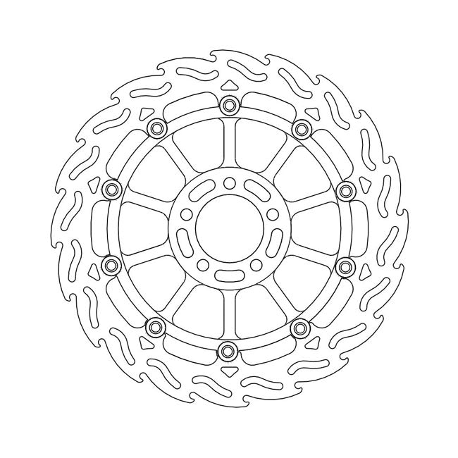 Flame Series Floating Brake Rotor TUV Approved For Front Right: Kawasaki: 02-04 Vulcan 1500 Mean Streak