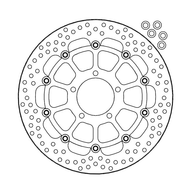 Halo Series Floating Brake Rotor Black TUV Approved For Front Left: Kawasaki: 16-22 ZX-10R Ninja 1000 ABS