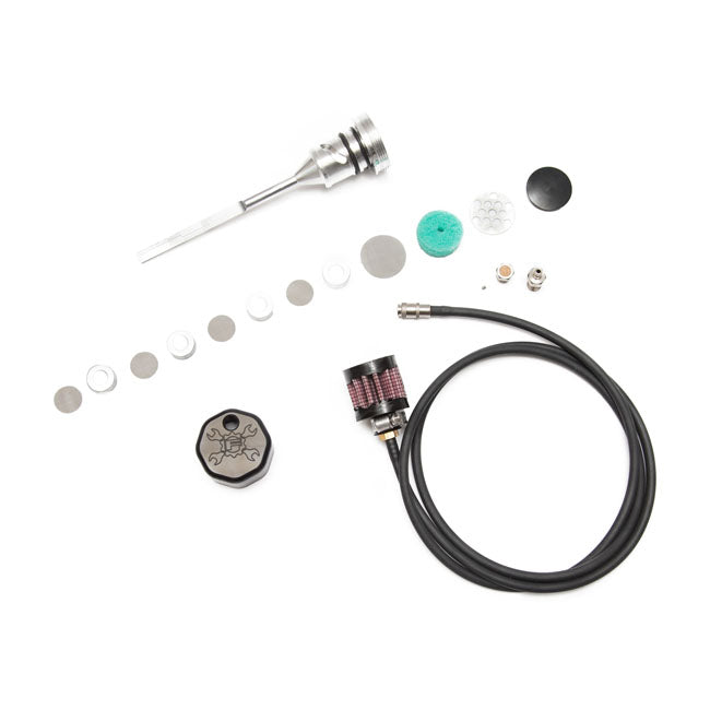 Oil Tank Breather Kit & Vented Dipstick Black Cap For 18-21 M8 Softail